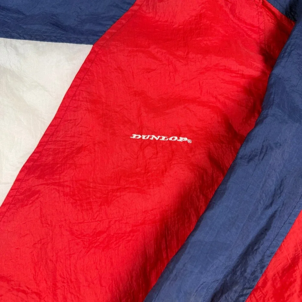 Dunlop Vintage Windbreaker Jacket Mens XL Navy Blue Red Colorblock Full Zip 90s